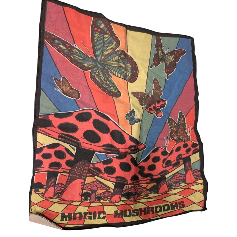 Magic Mushrooms Vintage Black Light Poster Tapestry Wall Hanging Psychedelic 60s